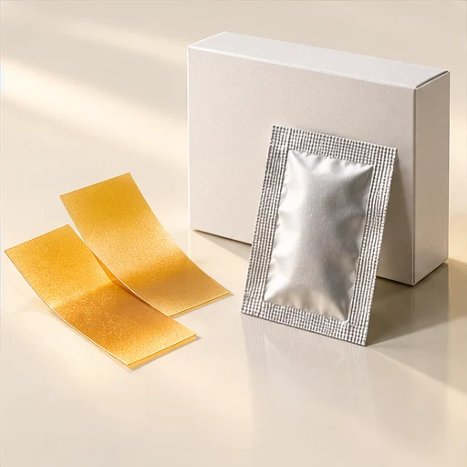 Illustrative unbranded oral strips and sachet packaging